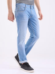 Spykar Light Blue Mid Rise Regular Fit Casual Jeans for Men