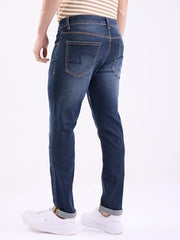 Spykar Dark Blue Mid Rise Regular Fit Casual Jeans for Men