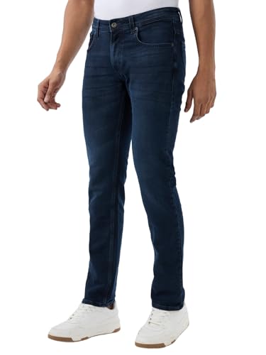Spykar Dark Blue Regular Fit Mid Rise Jeans for Men