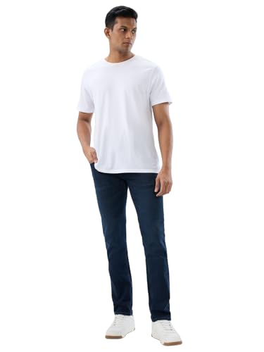 Spykar Dark Blue Regular Fit Mid Rise Jeans for Men