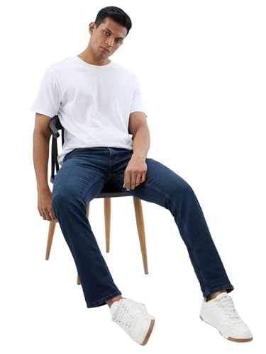 Spykar Dark Blue Regular Fit Mid Rise Jeans for Men