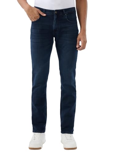 Spykar Dark Blue Regular Fit Mid Rise Jeans for Men