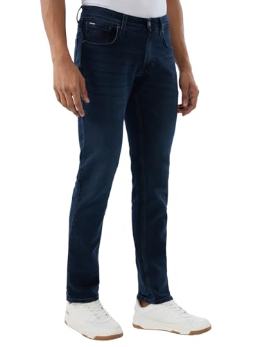 Spykar Dark Blue Regular Fit Mid Rise Jeans for Men