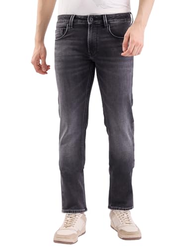 Spykar Charcoal Black Mid Rise Regular Fit Casual Jeans for Men