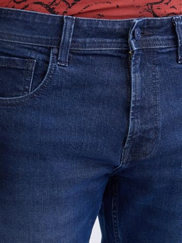 Spykar Dark Blue Mid Rise Comfort Fit Casual Jeans for Men