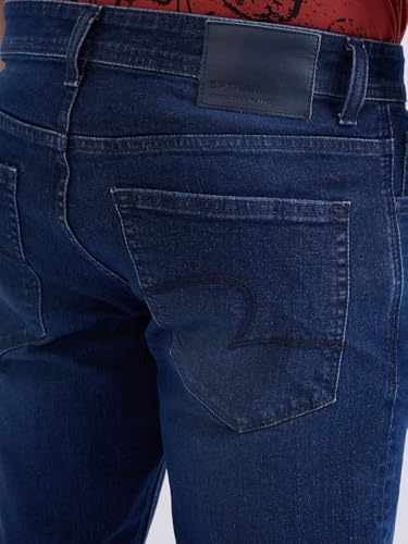 Spykar Dark Blue Mid Rise Comfort Fit Casual Jeans for Men