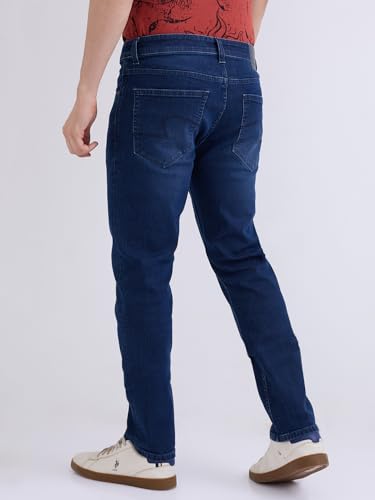 Spykar Dark Blue Mid Rise Comfort Fit Casual Jeans for Men
