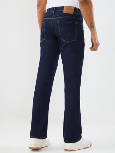 Spykar Raw Blue Regular Fit Boot Cut Mid Rise Jeans for Men