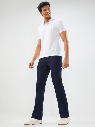 Spykar Raw Blue Regular Fit Boot Cut Mid Rise Jeans for Men