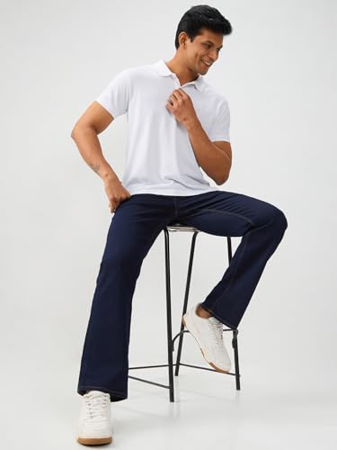 Spykar Raw Blue Regular Fit Boot Cut Mid Rise Jeans for Men