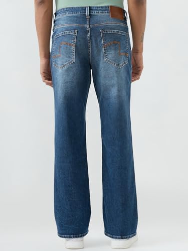 Spykar Mid Blue Regular Fit Mid Rise Jeans for Men