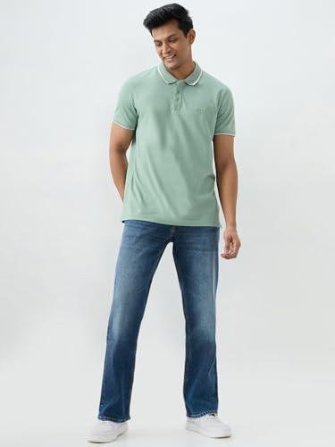 Spykar Mid Blue Regular Fit Mid Rise Jeans for Men