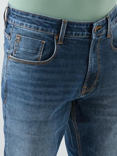 Spykar Mid Blue Regular Fit Mid Rise Jeans for Men