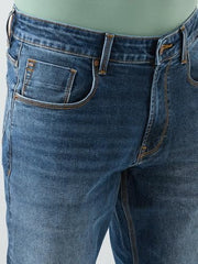 Spykar Mid Blue Regular Fit Mid Rise Jeans for Men