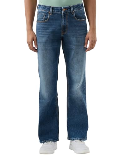 Spykar Mid Blue Regular Fit Mid Rise Jeans for Men