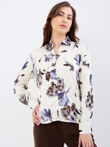 Spykar Off White Regular Fit Casual Shirts for Women