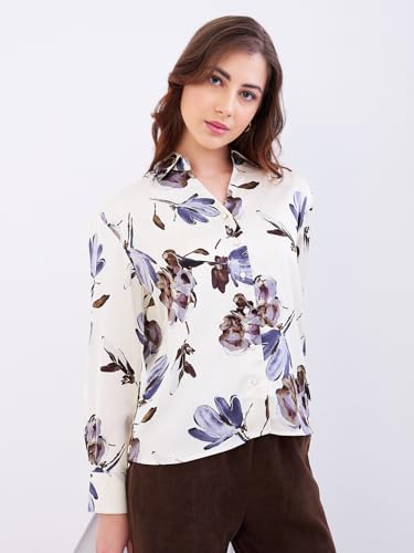 Spykar Off White Regular Fit Casual Shirts for Women