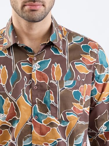 Spykar Friar Brown Slim Fit Casual Shirts for Men