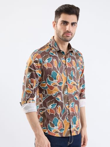 Spykar Friar Brown Slim Fit Casual Shirts for Men