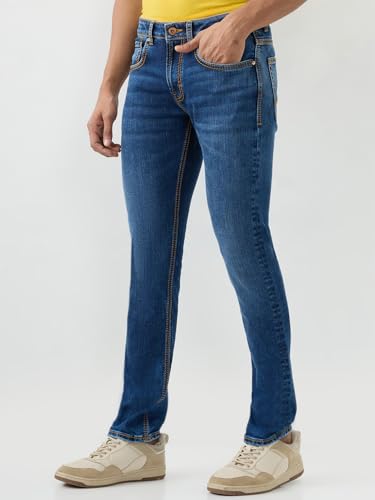 Spykar Dark Blue Slim Fit Low Rise Jeans for Men