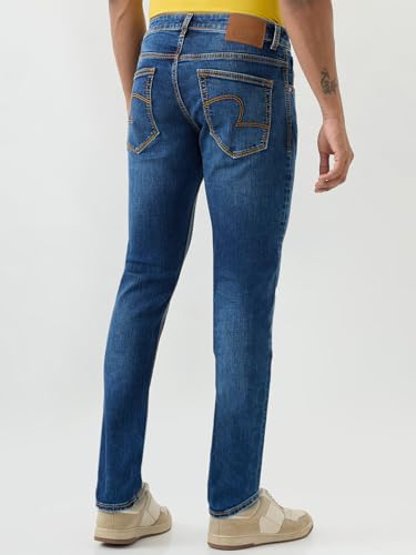 Spykar Dark Blue Slim Fit Low Rise Jeans for Men
