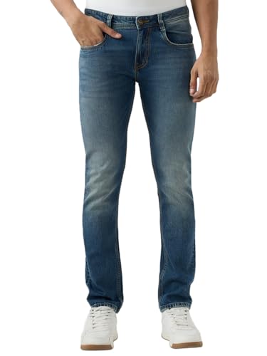 Spykar Vintage Blue Regular Fit Mid Rise Jeans for Men