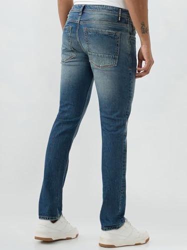 Spykar Vintage Blue Regular Fit Mid Rise Jeans for Men