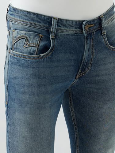 Spykar Vintage Blue Regular Fit Mid Rise Jeans for Men