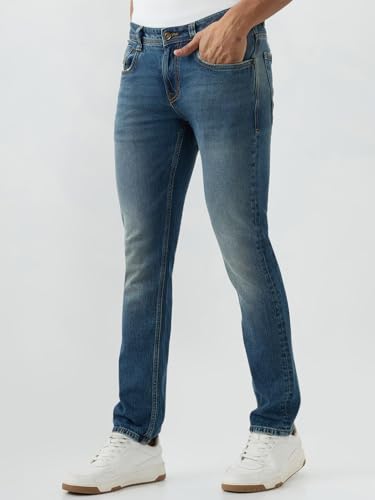 Spykar Vintage Blue Regular Fit Mid Rise Jeans for Men