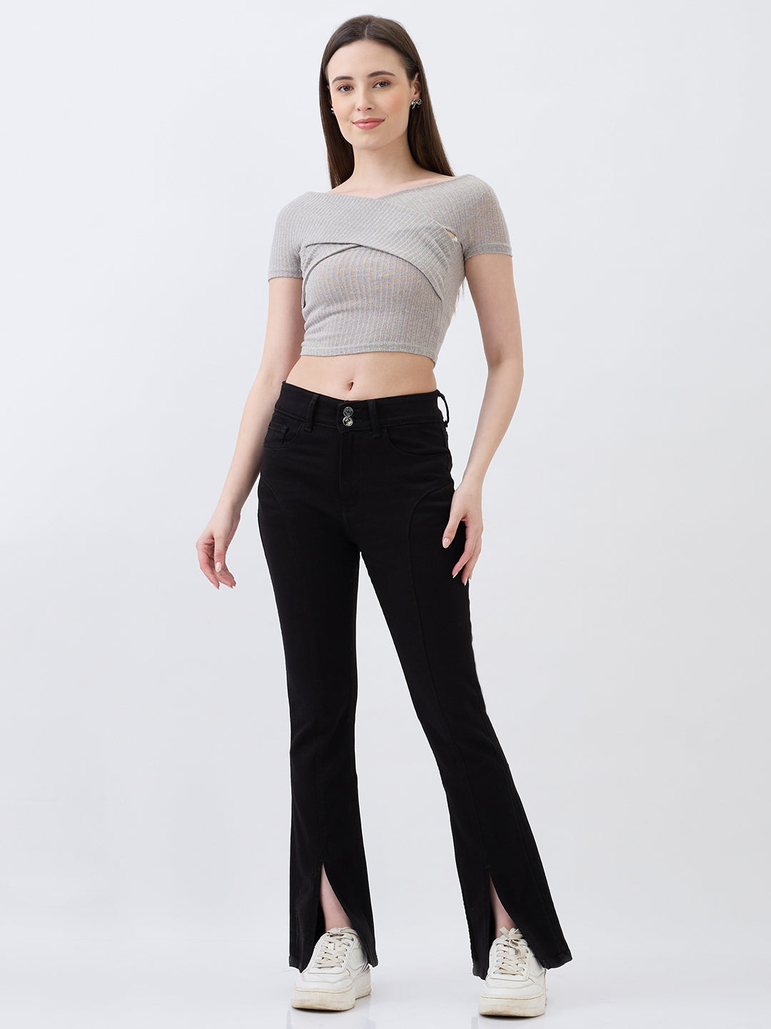 Black Spykar ladies western jeans, slim fit style, with classic five-pocket design and durable denim fabric.