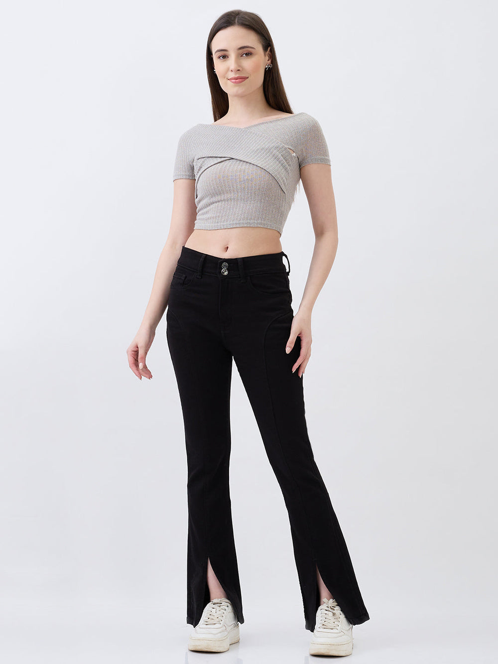 Black Spykar ladies western jeans, slim fit style, with classic five-pocket design and durable denim fabric.