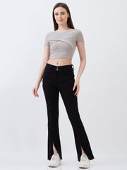Black Spykar ladies western jeans, slim fit style, with classic five-pocket design and durable denim fabric.