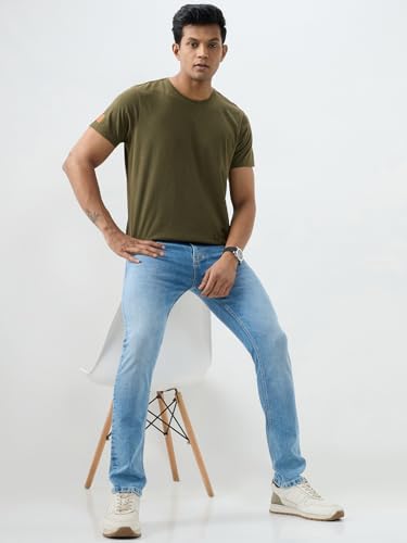 Spykar Light Blue Slim Fit Low Rise Jeans for Men
