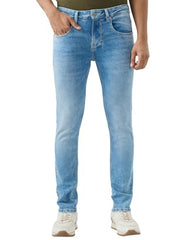 Spykar Light Blue Slim Fit Low Rise Jeans for Men