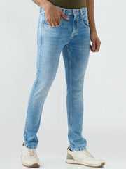 Spykar Light Blue Slim Fit Low Rise Jeans for Men