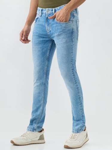 Spykar Light Blue Slim Fit Low Rise Jeans for Men