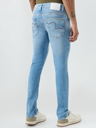 Spykar Light Blue Slim Fit Low Rise Jeans for Men