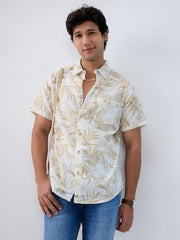 Men Spykar Beige Print Regular Fit Shirt