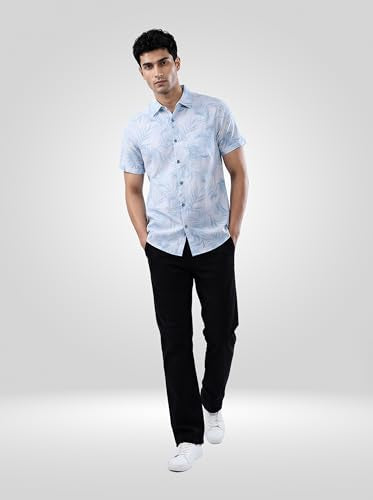 Men Spykar Blue Print Regular Fit Shirt