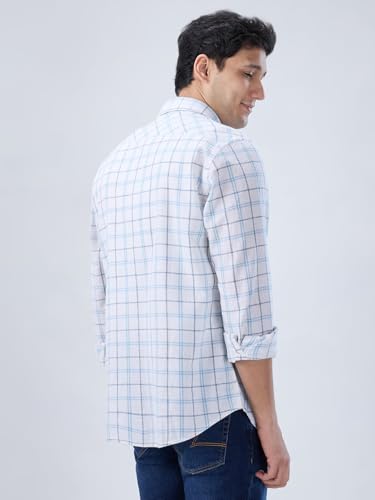 Men Spykar Blue Check Regular Fit Shirt