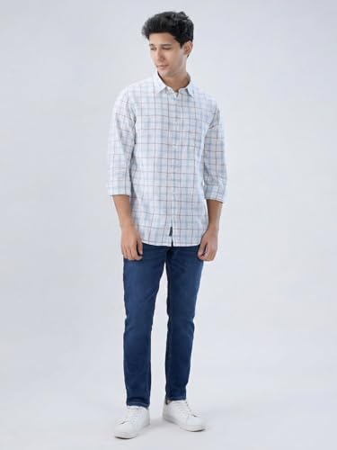 Men Spykar Blue Check Regular Fit Shirt
