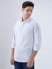Men Spykar Blue Check Regular Fit Shirt