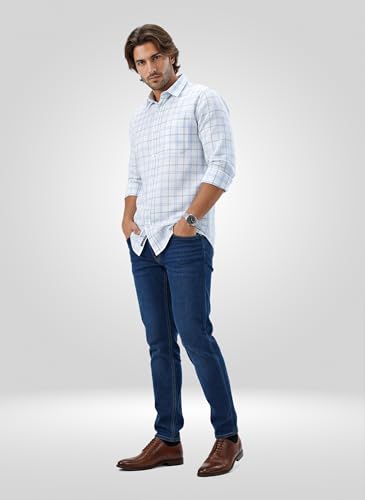 Men Spykar Blue Check Regular Fit Shirt