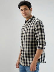 Men Spykar Black Check Regular Fit Shirt