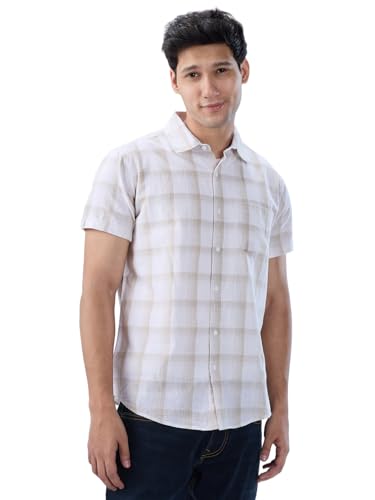 Men Spykar Brown Check Regular Fit Shirt