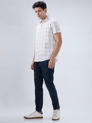 Men Spykar Brown Check Regular Fit Shirt