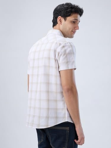 Men Spykar Brown Check Regular Fit Shirt