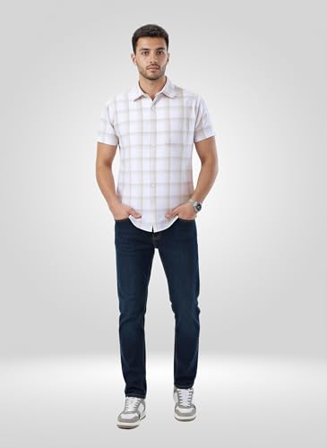 Men Spykar Brown Check Regular Fit Shirt
