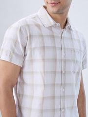 Men Spykar Brown Check Regular Fit Shirt