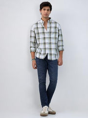 Men Spykar Yellow Check Regular Fit Shirt